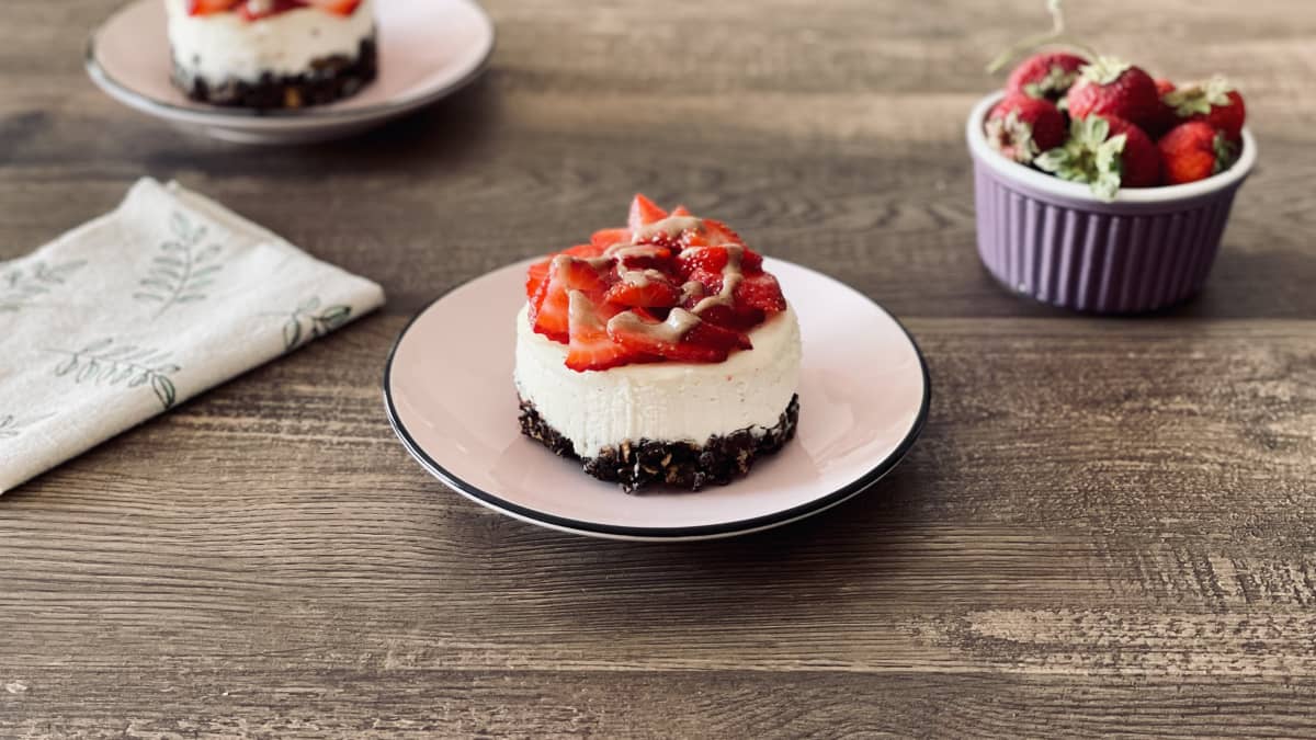 Assiette de cheesecake sans cuisson