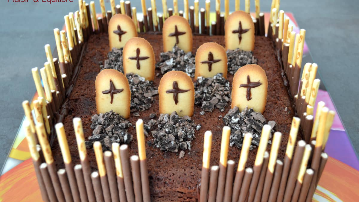 Gâteau cimetière au chocolat pour Halloween