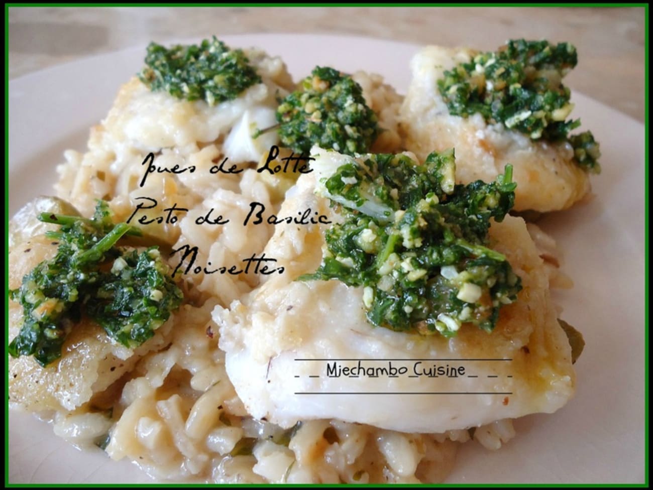 Joues de lotte au pesto de persil et noisettes torréfiées - Recette par