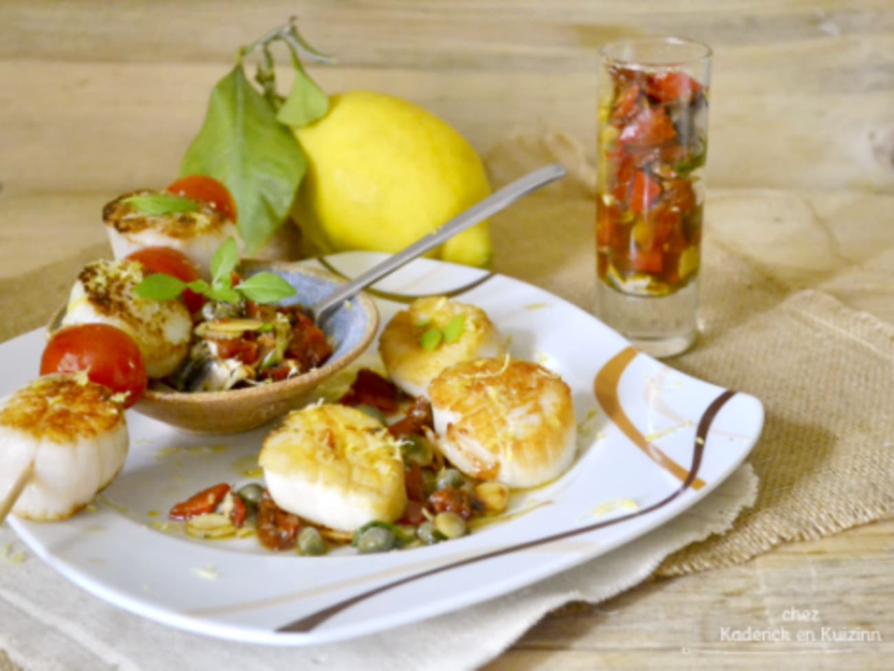 Plancha noix de Saint Jacques et condiments tièdes - Recette par kaderick