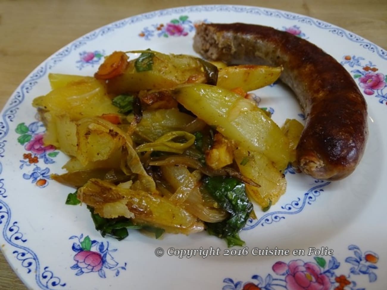 Fricassée de saucisses de Toulouse aux légumes d'automne rôtis