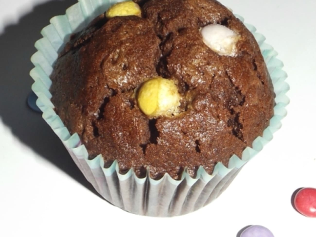 Muffins smarties - chocolat blanc-coeur nutella