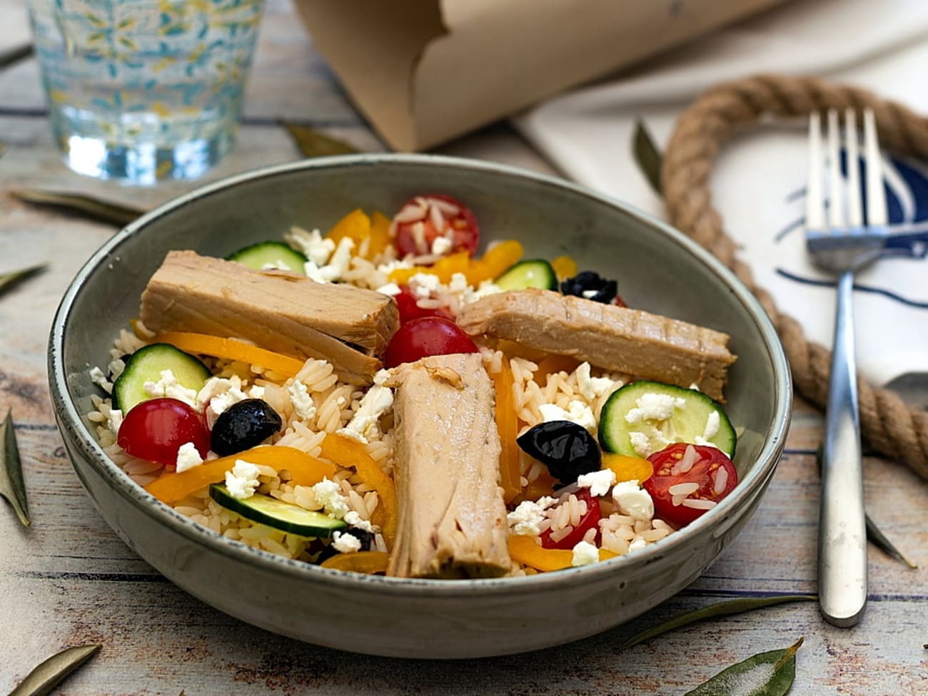 Salade de riz au thon façon grecque - Recette par Amandine Cooking
