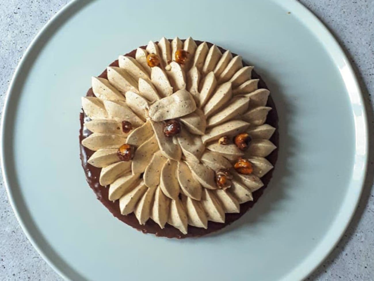 Recette - Tarte double chocolat & praliné noisette