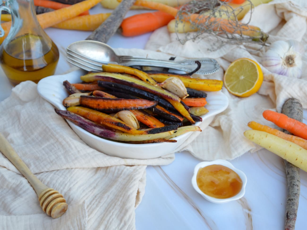 Panais et carottes râpés, sauce légère au citron et au miel - Oclico