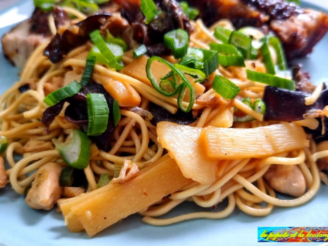 Nouilles chinoises aux champignons noirs et pousses de bambou