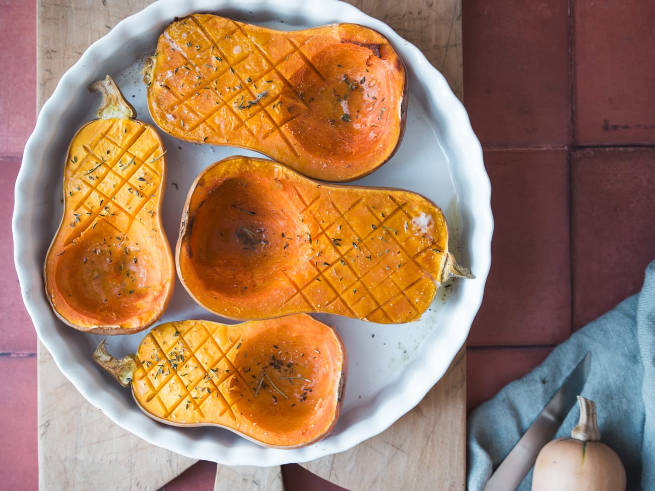 Courge Butternut rôtie au four : Recette de Courge Butternut rôtie au four