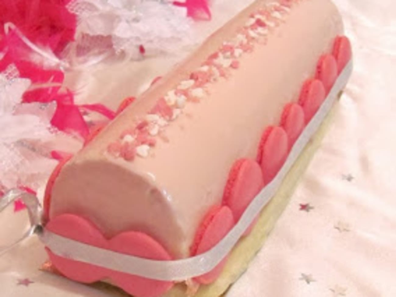 Bûche facile vanille, fraise des bois et biscuits roses ou Bûche « MacGyver  » sans moule avec des bouteilles d'eau - Sucre d'Orge et Pain d'Epices