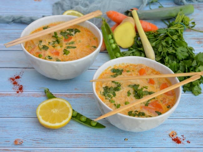 Soupe thaï au lait de coco - Recette par La p'tite cuisine de Pauline