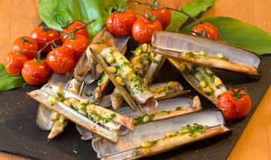 Couteaux de mer au pesto d’ail des ours et aux pignons