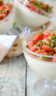 Panna cotta de chou-fleur et tomates basilic.