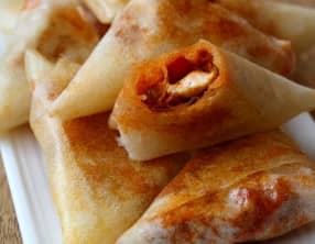 Samoussas au poulet épicé et poivron