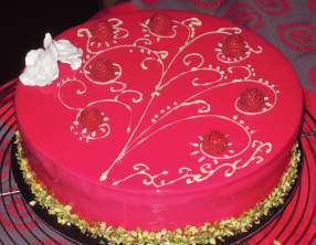 Entremêts pistache framboises