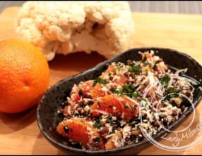 Salade de lentilles noires, chou-fleur et orange