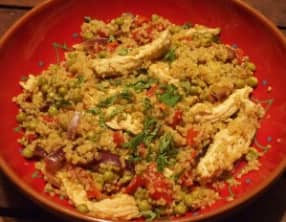 Salade chaude de quinoa au poulet