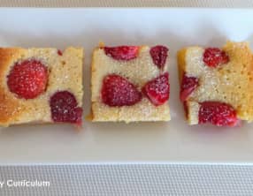 Brownies chocolat blanc et fraises