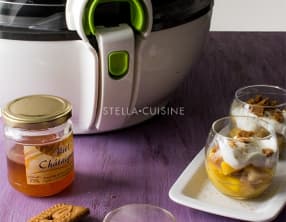 Verrines de poires et mangues caramélisées