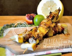 Plancha brochette d'araignée de porc aux agrumes