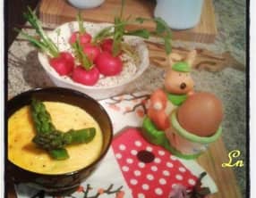 Petits flans d'asperges vertes à la mozzarella