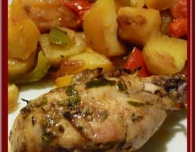 Pilons de poulet aux épices et poêlée de légumes