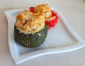 Courgettes et tomates farcies aux restes de risotto