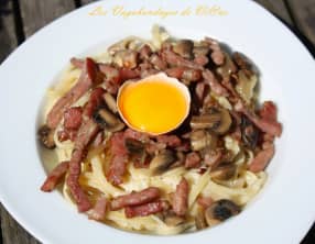 Linguini champignons, lardons