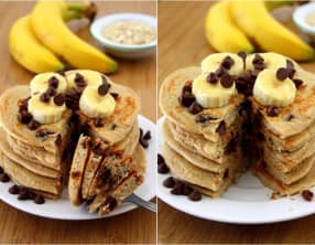 Pancakes hyperprotéinés, banane et chocolat