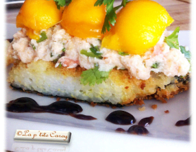 Barre asiatique au crabe et à la mangue