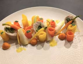 Tajine de poulet aux carottes, citron confit et olives revisité