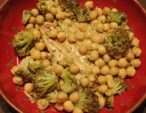 Rôti de veau aux pois chiches et brocolis