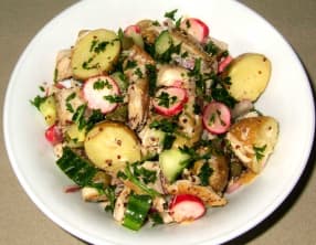 Salade de pommes de terre et maquereaux fumés