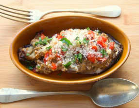 Aubergines gratinées au parmesan et kasha