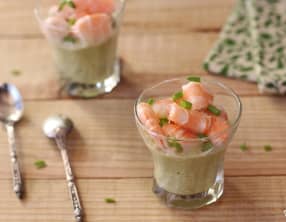 Verrines crème d'asperges et crevettes