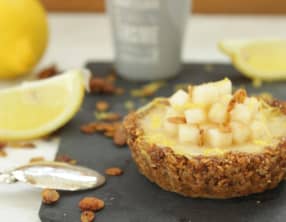 Tartelette citron poire au muesli