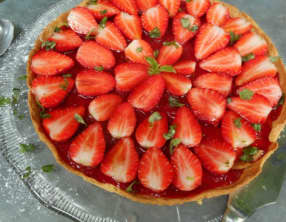 Tarte aux fraises et basilic