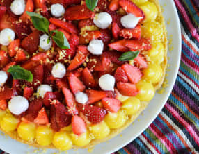 Tarte fraises, citron, basilic