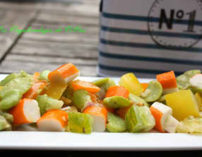 Salade fèves, tomates, surimi