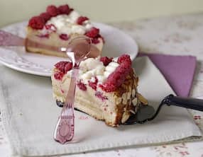 Shortbread framboises amandes et crème diplomate