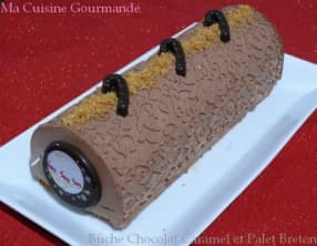 Bûche Chocolat Caramel et Palet Breton
