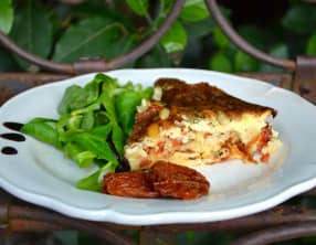 Clafoutis tomates séchées pignons parmesan