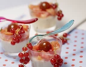 Panna cotta tomate mozza aux groseilles