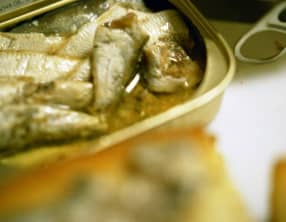 Tartinade aux sardines, beurre, citron, cornichon