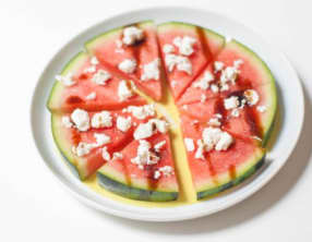 Pastèque, feta et vinaigre balsamique