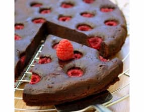 Fondant au chocolat et framboises
