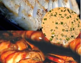 Cabillaud et crevettes au barbecue, plancha sauce Bayou