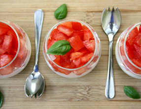 Verrines italiennes au pesto, mozzarella et tomates