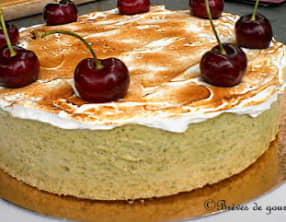 Entremets cerises et thé matcha
