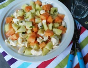 Salade de melon, concombre et mozzarella