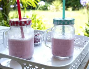 Lait coco et framboises