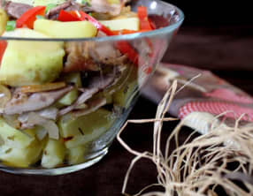 Salade d'effilochés de canard aux pommes de terre nouvelles